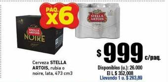 Cooperativa Obrera Cerveza Stella Artois Rubia O Noire oferta