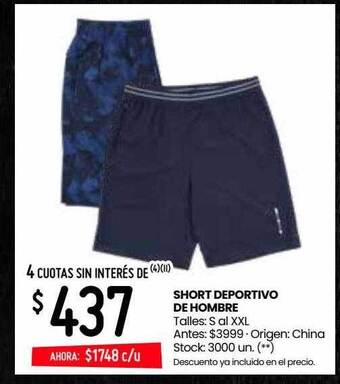 Changomas Short Deportivo De Hombre oferta