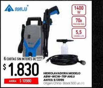 Changomas Hidrolavadora Modelo Abw-wcw-70p Anlu oferta