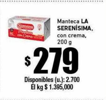 Cooperativa Obrera Manteca La Serenísima Con Crema oferta