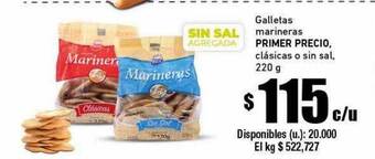 Cooperativa Obrera Galletas Marineras Primer Precio Clásicas O Sin Sal oferta