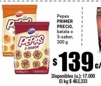 Cooperativa Obrera Pepas Primer Precio Batata O 3-sabor oferta