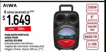 Changomas Parlantes portátil aiwa oferta