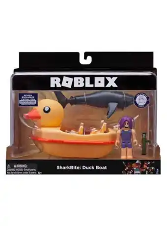 Roblox bote con forma de pato y figura con tiburon
