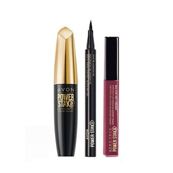 Avon Set x3 powerstay - mascara + delineador liquido + labial liquido mauve oferta