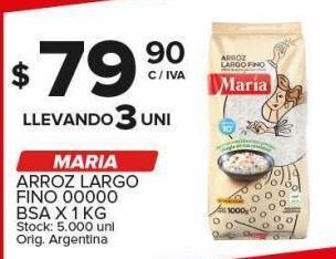 Carrefour Maxi Arroz largo fino maria 1kg oferta
