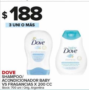 Carrefour Maxi Shampoo/acondicionador dove baby x 200cc oferta
