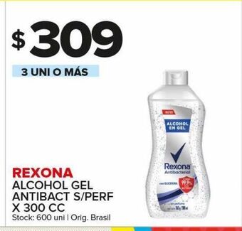 Carrefour Maxi Alcohol rexona gel antibacterial x 300cc oferta