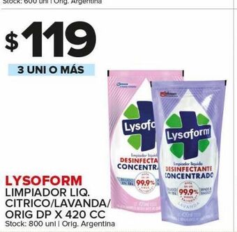 Carrefour Maxi Limpiador lysoform citrico/lavanda/original x 420cc oferta