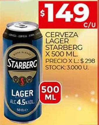 Supermercados DIA Cerveza Lager Starberg oferta