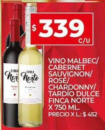 Supermercados DIA Vino Malbec Cabernet Sauvignon Rosé Chardonnay Tardío Dulce Finca Norte oferta