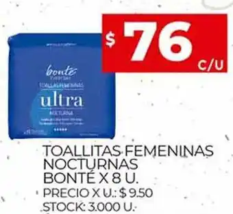 Supermercados DIA Toallitas Femeninas Nocturnas Bonté oferta