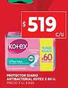 Supermercados DIA Protector Diario Antibacterial Kotex oferta