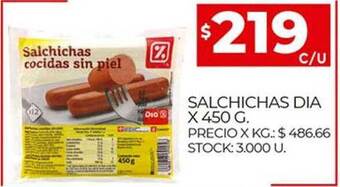 Supermercados DIA Salchichas Dia oferta