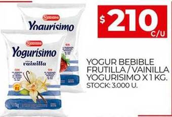 Supermercados DIA Yogur Bebible Frutilla Vainilla Yogurisimo oferta