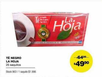 Atomo Conviene Té Negro La Hoja oferta