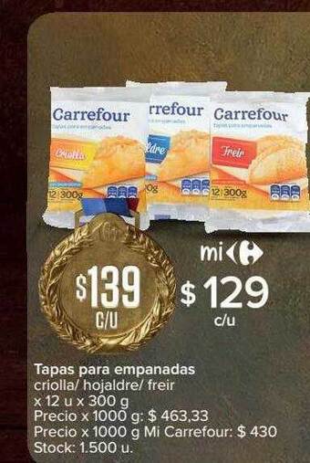 Carrefour Tapas Para Empanadas Criolla Hojaldre Freir oferta