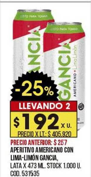 Coto Aperitivo Americano Con Lima-limón Gancia oferta