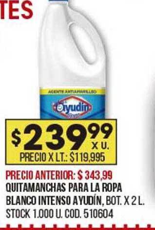 Coto Quitamanchas Para La Ropa Blanco Intenso Ayudín oferta