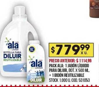 Coto Pack Ala: 1 Jabón Líquido Para Diluir + 1 Bidón Reutilizable oferta