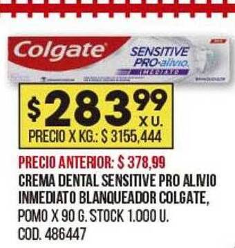 Coto Crema Dental Sensitive Pro Alivio Inmediato Blanqueador Colgate oferta