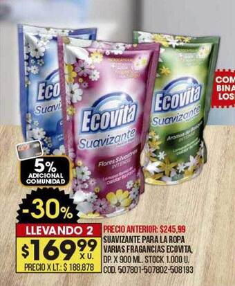 Coto Suavizante Para La Ropa Varias Fragancias Ecovita oferta