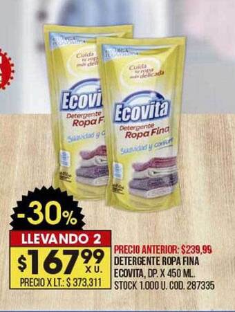 Coto Detergente Ropa Fina Ecovita oferta