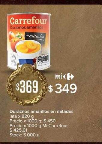 Carrefour Duraznos Amarillos En Mitades oferta
