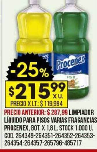 Coto Limpiador Líquido Para Pisos Varias Fragancias Procenex oferta