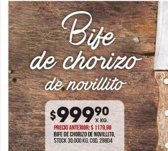 Coto Bife De Chorizo De Novillito oferta