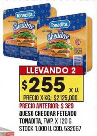 Coto Queso Cheddar Feteado Tonadita oferta