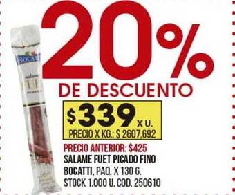 Coto Salame Fuet Picado Fino Bocatti oferta