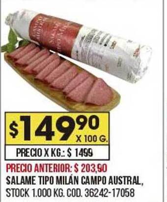 Coto Salame Tipo Milán Campo Austral oferta