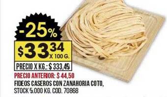 Coto Fideos Caseros Con Zanahoria Coto oferta