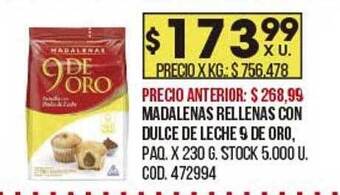 Coto Madalenas Rellenas Con Dulce De Leche 9 De Oro oferta