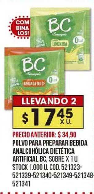 Coto Polvo Para Preparar Bebida Analcohólica Dietética Artificial Bc oferta