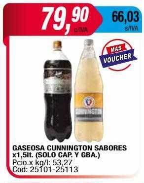 Maxiconsumo Gaseosa Cunnington Sabores oferta
