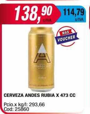 Maxiconsumo Cerveza Andes Rubia oferta
