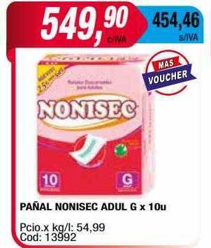Maxiconsumo Pañal Nonisec Adul G oferta