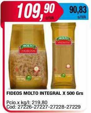 Maxiconsumo Fideos Molto Integral oferta