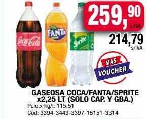 Maxiconsumo Gaseosa Coca Fanta Sprite oferta