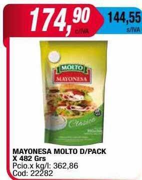 Maxiconsumo Mayonesa Molto D Pack oferta