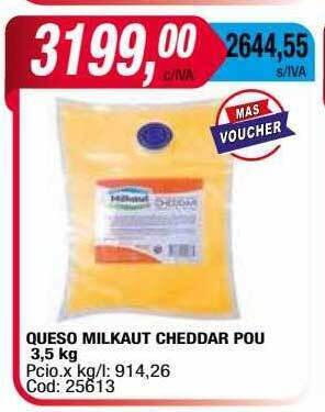 Maxiconsumo Queso Milkaut Cheddar Pou oferta