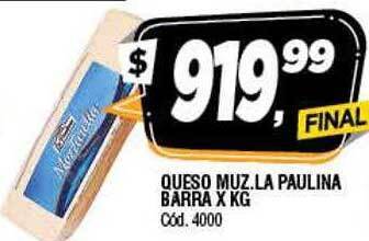 Supermercados Yaguar Queso Muz La Paulina Barra oferta