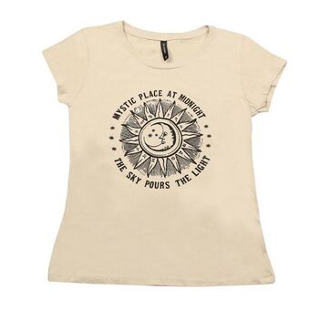 Coto Remera mujer manga corta estampada beige talle xl oferta