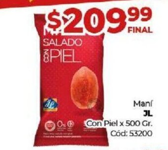 Diarco JL Maní Con Piel x 500 Gr. oferta