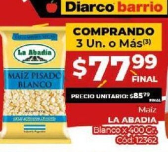 Diarco Maiz La Abadia Blanco x 400 Gr. oferta