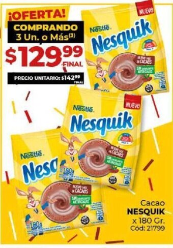 Diarco Nesquik Cacao x 180 Gr. oferta