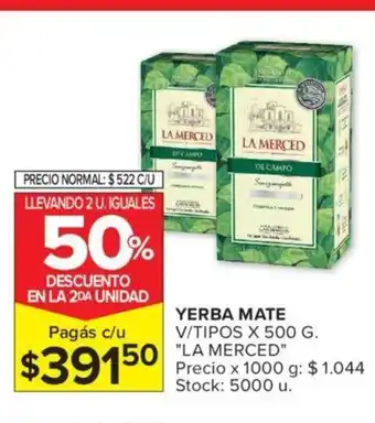 Carrefour La Merced Yerba Mate V/Tipos x 500 g. oferta