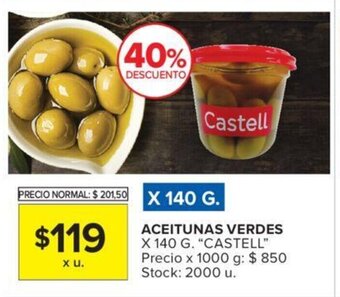 Carrefour Castell Aceitunas Verdes x 140 g oferta